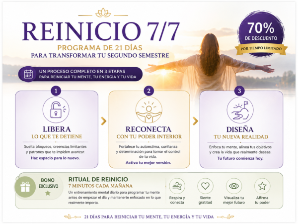 REINICIO 7/7 - SOLO POR HOY -70% Off por las 3 Hipnosis‼️ - Libera tus Bloqueos - Activa tu Confianza Interior - Crea tu Nueva Realidad